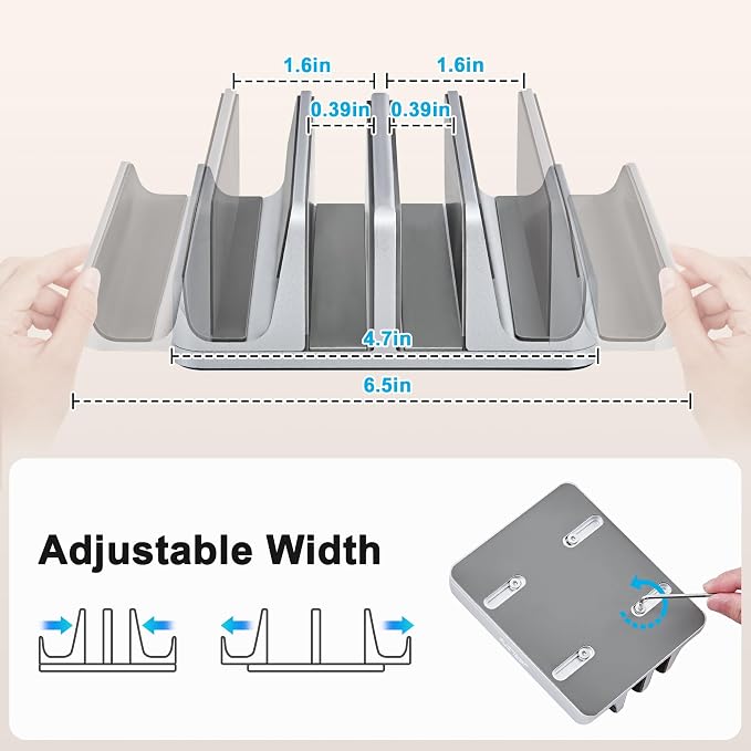 JARLINK 4-in-1 Adjustable Vertical Laptop Stand, Aluminum Holder, Silver | Space-Saving Aluminum Laptop Holder, Compatible with All MacBook, Surface, Chromebook, Phone, and Gaming Laptops.