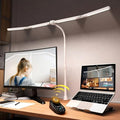 Adjustable LED Desk Lamp with Clamp, 4-Head Eye-Caring CRI95+ Desk Light, Stepless Dimming & Color Temp Remote Control, Flexible Neck, 5-Mode for Reading, Computer, Crafting, 90" Wide Desk Coverage