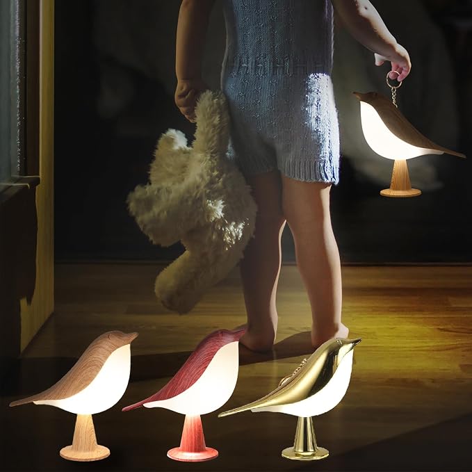 VoMii Bird Desk Lamp Set of 2, Small Table Lamp Cordless Touch Dimmable Night Light with 3 Color Temperature, Rechargeable Decorative Lamps for Bedroom Bedside Nightstand, Desk Decor, Bird Gifts