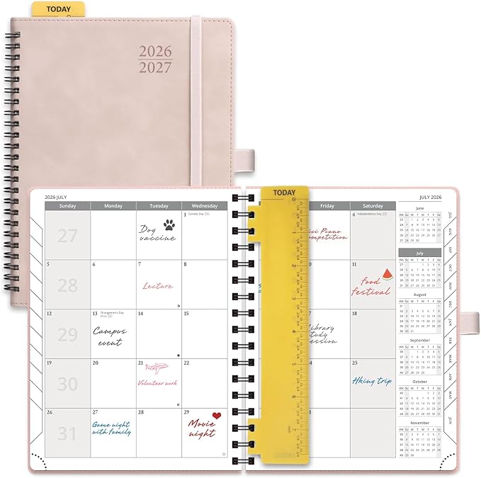 POPRUN 2026-2027 Monthly Planner, 6.5" x 8.5" Agenda, 18 Month Calendar