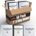 (50 Pack) 1 Inch Binders 3 Ring Hardcover Binders in Bulk with Clear View Cover, Pockets for Classroom, Office, Portfolios | Bulk School, Teacher, Office Supplies (Black & White Mix Pack)