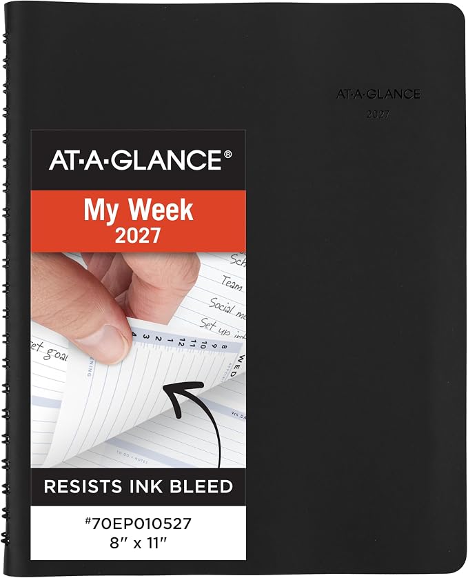 AT-A-GLANCE 2027 Appointment Book Planner, Weekly, 8" x 11", The Action Planner, Black (70EP010527)