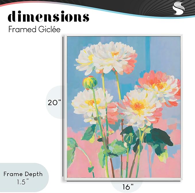 'Colorful Chrysanthemum Impressions'| Framed Giclee Art | Stupell Industries | White, 16 x 20 Inches, Easy to Hang and Sturdy, Made in USA, by Sisi and Seb