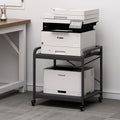 Fannova 2 Tier Under Desk Printer Stand with Storage, 20 Inches Deep Large Printer Table with Height Adjustable Shelf, Rolling Printer Cart with Wheels for Home Office - Black | Large Table Top 20"x20" for 3D/Laser Printer, Heavy Duty Industrial Wheels...