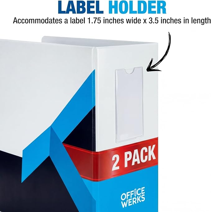 Performore 6 Inch Locking Angle D-Ring Binder Heavy Duty Poly Binder with Printed Design, Secure Locking 3 Rings, Spine Label Holder, Non-Customizable Cover, Holds 8.5" x 11" Paper (2)