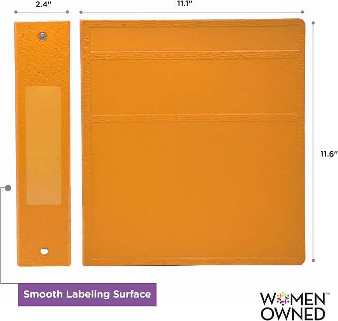 Carstens 2-Inch Heavy Duty 3-Ring Binder - Side Opening, Mango, Durable Plastic, No-Gap Rings, Waterproof Cover No Pockets, Holds 300 Letter-Sized Sheets, BPA-Free, Made in USA (2836-00-3R) Case of 16