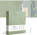 Ospelelf Vintage Hardcover 3 Ring 2 inch Leather Binder, Professional Binders Organizer Suitable for Letter Size, Binder Dividers with Tabs, Light Green