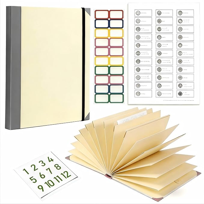 GANGZI The Life Book Document Organizer Binder | Binder with Guided Labels, Acid-Free File Folder Organizer,Document Holder for Home Records, Legal and Medical Papers (Beige)