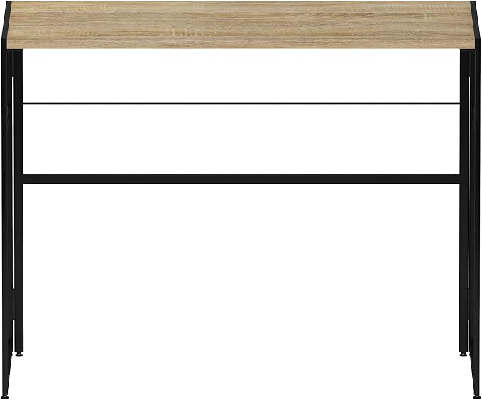 Furinno Riau No Tool/No Assembly/Folding Metal Frame Computer Desk, Sonoma Oak/Black