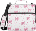 Pink Bows Dot White Zipper Binder with Shoulder Strap Trapper Keeper 3 Ring Binder Organizer Large Capacity Multiple Compartments for School Office