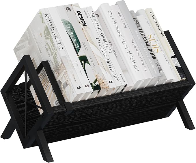 YINMIT Wood Desktop Bookshelf Organizer, Slanted Tabletop Bookshelf | Small Desk Bookshelf, Book Organizer in Living Room, Office, Portable Mini Bookcase for CDs, Magazine, Books, Cookbooks