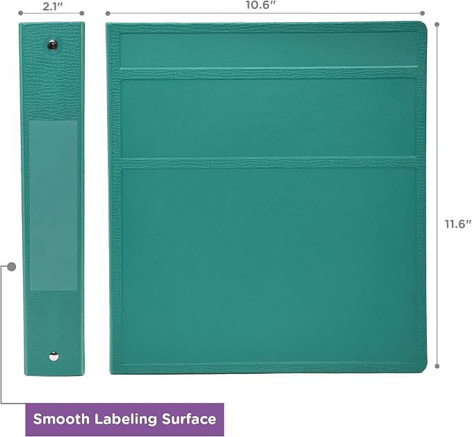 Carstens 1.5-Inch Heavy Duty 3-Ring Binder - Side Opening, Teal, Durable Plastic, Precision No-Gap Rings, Waterproof Covers, No Pockets, Holds 250 US Letter Sheets, BPA-Free, Made in USA (2043-3R)