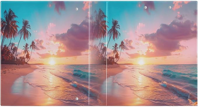 ALAZA 3 Ring Binder Tropical Sea Beach Landscape Clipboard Round Ring Binder Holds 1.5 Inch Three Ring Binder Heavy Duty Ring Binders for Office Supplies, 1Pack