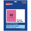 Avery Printable Rectangle Labels, Sure Feed Technology, 1/2" x 1-3/4", Bright Pink Labels, Print-to-The-Edge, Laser/Inkjet Printable, 4,800 Total, Great for Jars and More