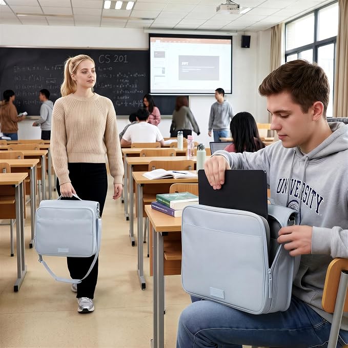 SUNEE Zipper Binder 3 Ring 2-Inch in Dusk Blue Features a Shoulder Strap, 13 Inch Laptop Pocket, with Multiple Storage Pockets. Ideal Organizer for Middle School Students