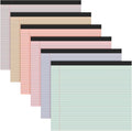 Lincia 6 Pcs 11" x 9.5" Legal Pads College Ruled Notepad Landscape Notebook Horizontal Lined Notebook 80 Gsm Assorted Colors Paper Pastel Writing Pads for School Office, 40 Sheet (Cute Color)