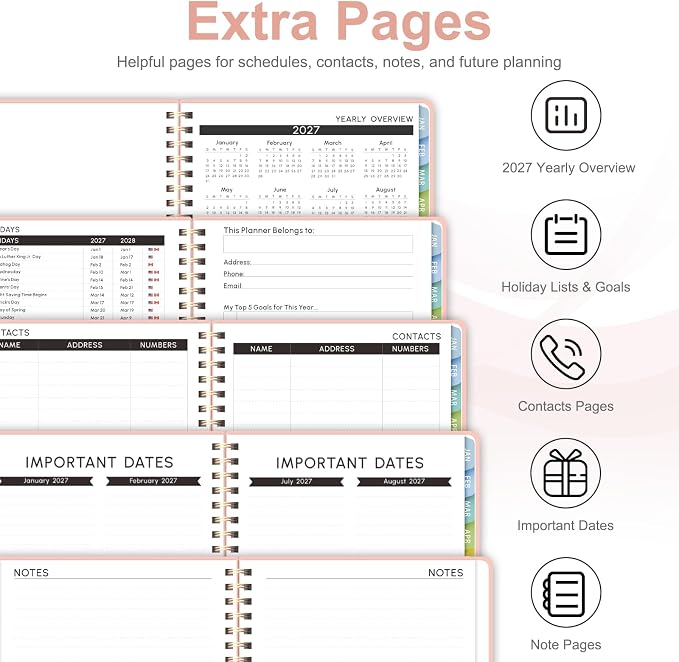 2027 Planner, Weekly and Monthly Calendar Planner Book, JAN 2027 - DEC 2027
