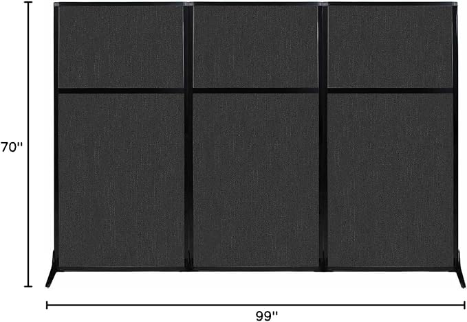 Versare Workstation Partition | Portable Wall Divider | Modern Office Cubicle | Free Standing Privacy Screen | Flexible Work Space | 99" x 70" Black Fabric Panels