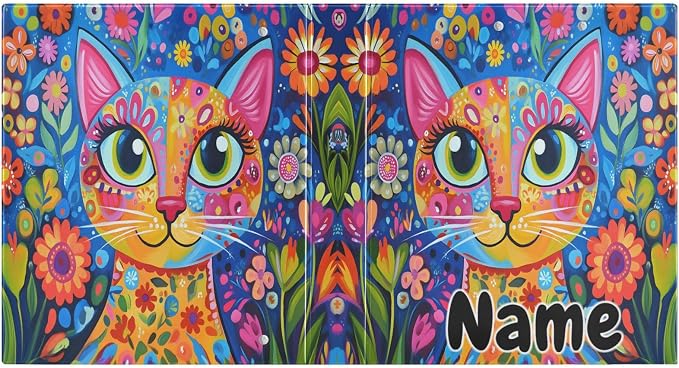 Custom 3 Ring Binder Colorful Cat Whimsical Style 1.5" Round Ring Binders Personalized Name View Binder with 200 Sheet for Kids School Supplies Women Men Office, 1 Pack