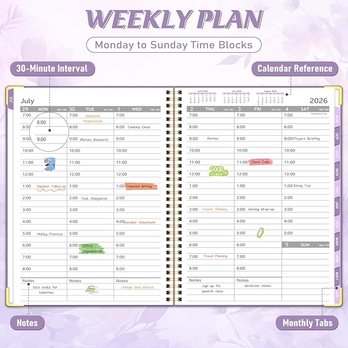 Appointment Book 2026-2027, 30-Minute Interval Hourly Planner, 6.3"×8.6"