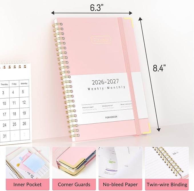 Forvencer Academic Planner 2026-2027, Calendar Jul 2026-Jun 2027, 6" x 8"