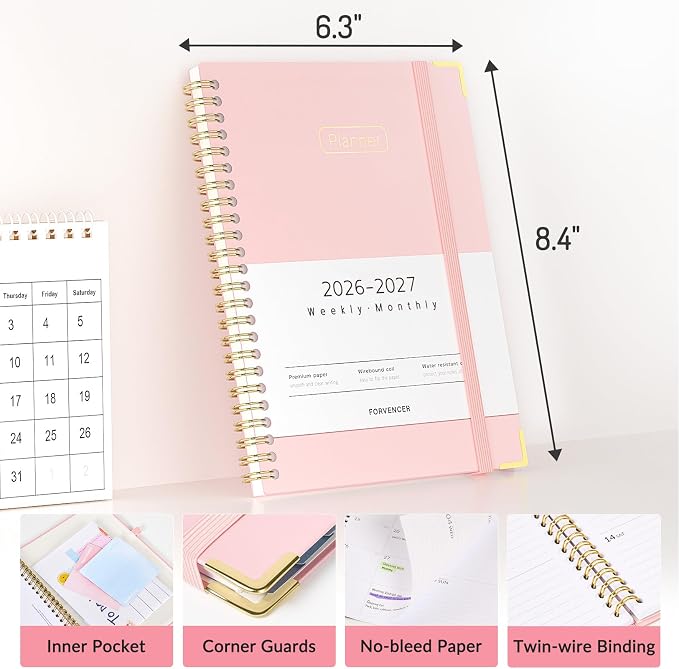 Forvencer Academic Planner 2026-2027, Calendar Jul 2026-Jun 2027, 6" x 8"