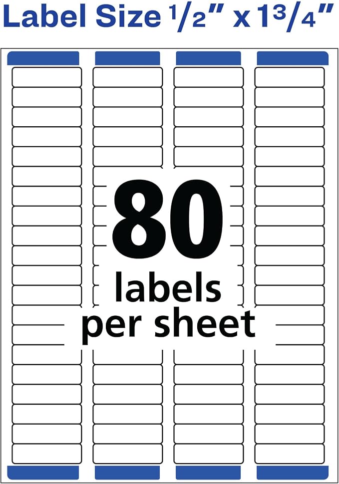 Avery Printable Return Address Labels with Sure Feed, 0.5" x 1.75", White, 8,000 Blank Mailing Labels (05167)