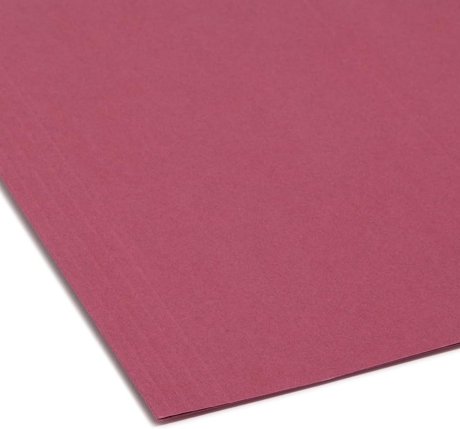Smead Colored Hanging File Folder with Tab, 1/5-Cut Adjustable Tab, Letter Size, Maroon, 25 per Box (64073) (Pack of 1)