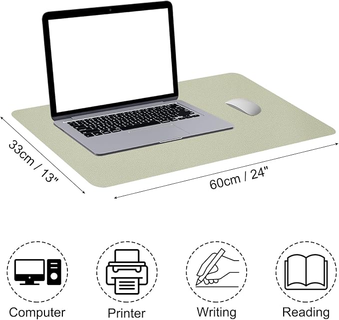 PATIKIL Desk Mat, 24"x13" Non-Slip Waterproof PU Leather Desktop Protector Cover, Dual Sided, Green