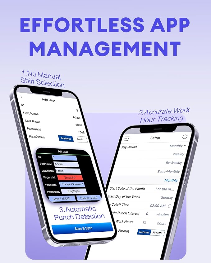 NGTeco APP Time Clock for Small Business, 4-in-1 Mode, No Monthly Fee | Employee Attendance Machine with Face, Fingerprint, RFID & PIN Check-in, 10 RFID Cards, 2.4G WiFi, Flexible Shift Management