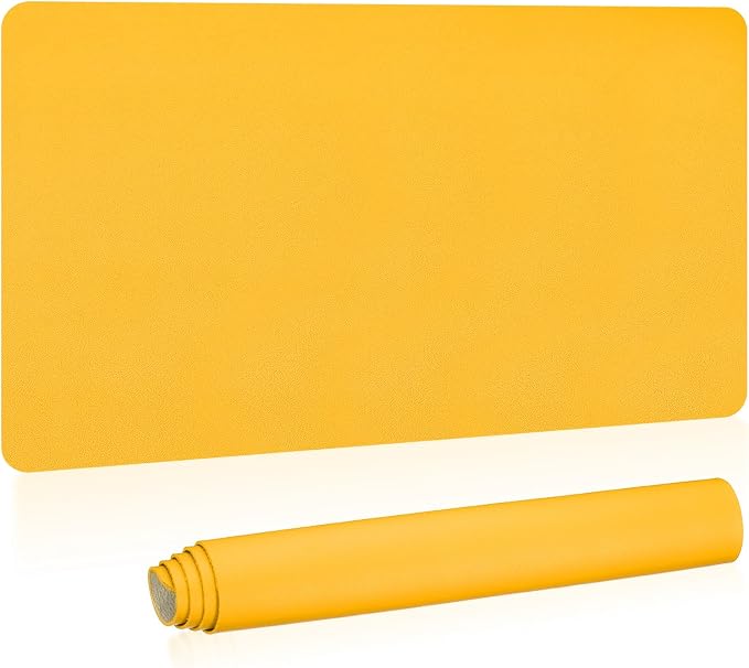 Patikil Co. 35"x17" Non-Slip Waterproof PU Leather Desk Pad - Dual Sided Desk Protector for Office & Home - Yellow