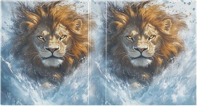 Lion Blue Decorative 3 Ring Binder 1.5 Inch Large View Binders with Pockets Holds 200 Sheets File Organizer for Office College School, 2 Pack