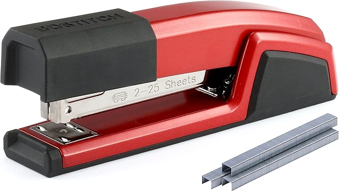 Bostitch Office Epic Metal 3 in 1 Stapler, 25 Sheet Capacity, Includes 210 Staples in Staple Storage Compartment & Integrated Remover, | Die-cast body opens 180 degrees for bulletin boards, with a temporary stapling option and a hidden slot for backup ...