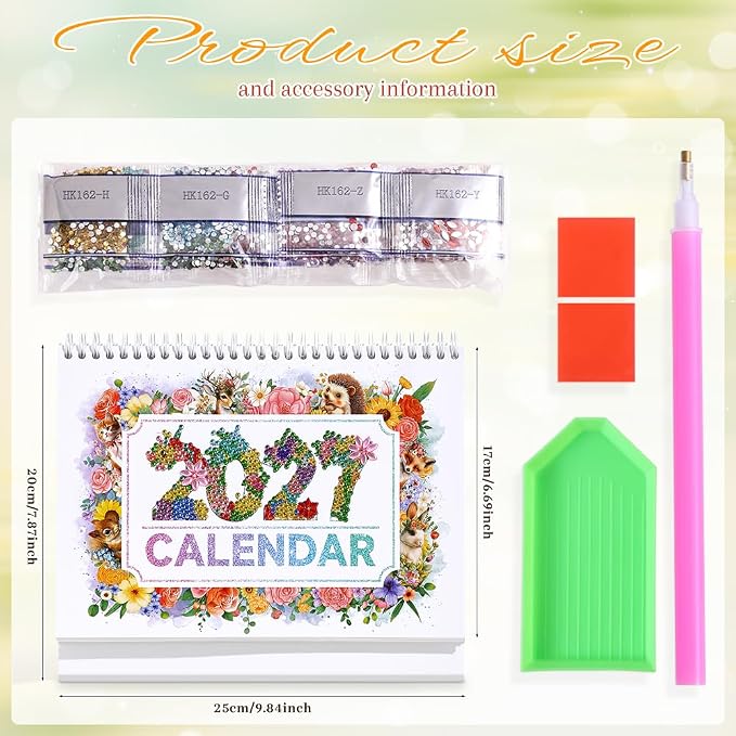 icceemee 2027 Calendar Desk Calendar DIY Diamond Painting Art with Animals theme Calendar, Monthly Flip Planner with To-Do List, Handmade Craft for Office & Home Decor Gift