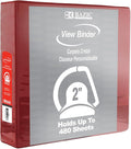 BAZIC Products 2" Burgundy 3-Ring View Binder, Slant-D Ring, 2 Pockets | 2 inside pockets, 2 in Burgundy view 3-ring binder, slant-D rings, holds up to 480 sheets, Durable poly cover, 2 Pockets