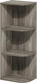 Furinno PASIR Book Shelf, 3-Tier Corner Bookshelf with Open Shelf, Standing Bookcase, 9.3 x 12 x 31.5 for Organization and Storage, for Living Room, Bedroom, Home Office, French Oak