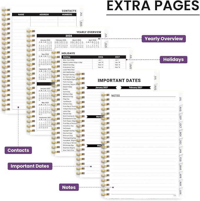 Planner 2026-2027, Academic Year Monthly & Weekly Planner Caledndar, July 2026 - June 2027, Hardcover Large Planning Agenda Book with Tabs for School Office Supplies, 8.5" x 11" - Starlit Waters