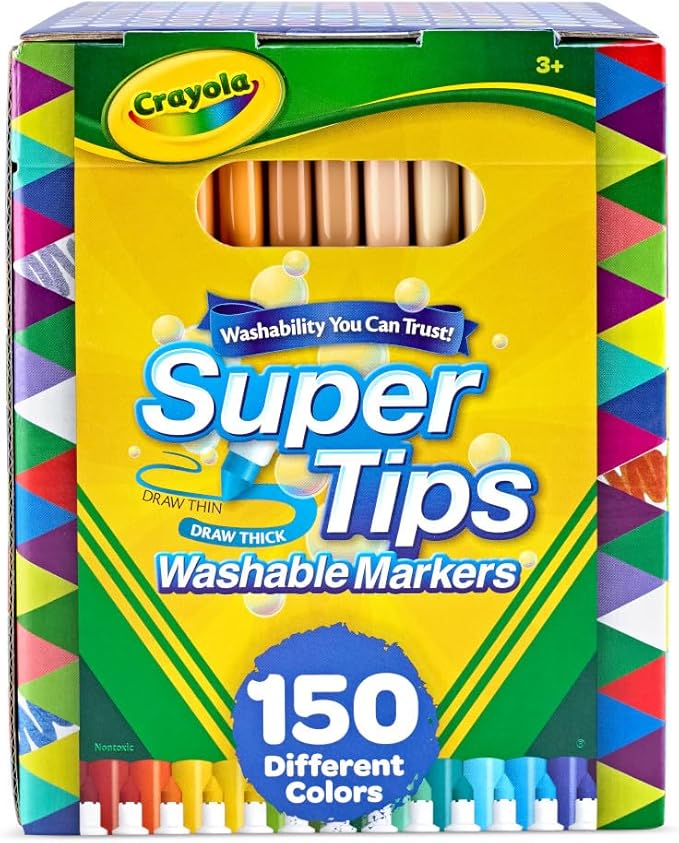 Crayola Super Tips Marker Set (150ct), Teacher Classroom Must Haves, Homeschool Supplies, 2-in-1 Fine Point & Broad Line Markers for Kids, 3+ | Teacher Classroom Must Haves, Homeschool Supplies, 2-in-1 Fine Point & Broad Line Markers for Kids, 3+