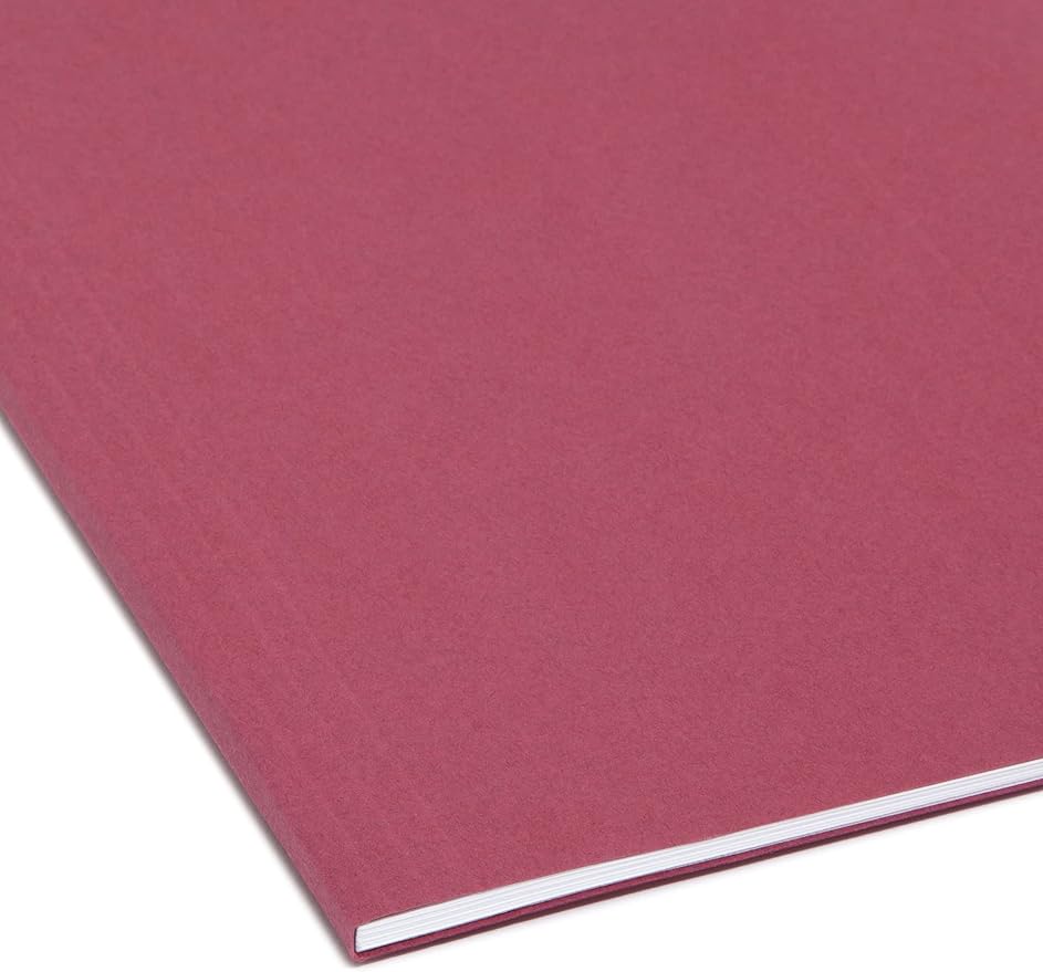Smead Colored Hanging File Folder with Tab, 1/5-Cut Adjustable Tab, Letter Size, Maroon, 25 per Box (64073) (Pack of 1)