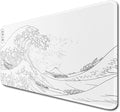Large Gaming Mouse Pad with Stitched Edges,Non-Slip Base Desk Pad,White Wave of Japanese Kanagawa Mouse Pad,XL 11.8x31.5 inch Extended Keyboard Pad Long Desk Pad for Office and Game