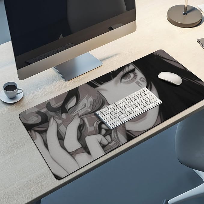 Large Mouse Pad Gaming Mousepad Female Samurai Anime Girl Cool Retro Japanese Desk Mat Big Mousepad Extended Keyboard Computer Pad Office Desk Organizers and Accessories 40x90cm, Style