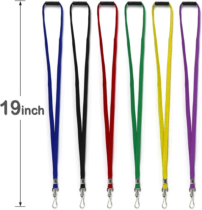 Ollain 25 Pack Breakaway Lanyard with J-Hook Bulk Flat Lanyards for Name tag ID Badges (Green, Breakaway 25 Pack)