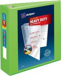 Avery Heavy-Duty View 3 Ring Binder, 3" Rings, 1 Chartreuse Binder | For Heavy School, Home and Office Use, DuraHinge Tear-Resistant Spine, DuraEdge Split-Resistant Sides, Clear Cover Overlays
