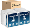 1 Inch 3 Ring Binders 24 Pack, Clear View Binder Bulk, White PVC-Free 3-Ring Binders for School, Office or Home, Fits 8.5 x 11 Inches Paper