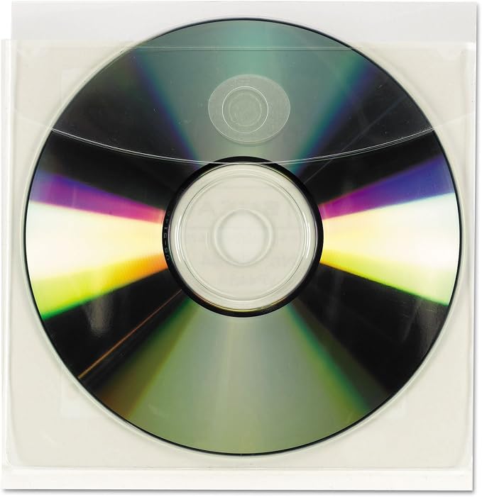 Smead Self-Adhesive Poly Pocket, CD/DVD Size, Resealable Security Flap, Clear, 10 per Pack (68144)
