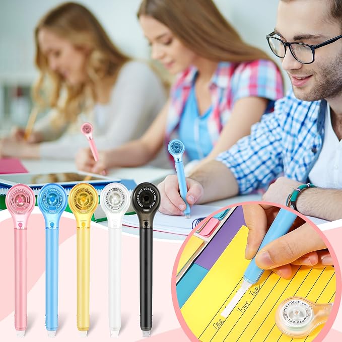 Gersoniel 50 Pack Correction Tape Pen for School Office,Bright Color