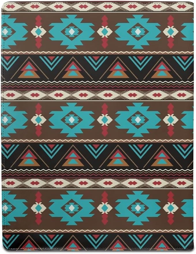 Dreaweet Turquoise Aztec Tribal Leather Padfolio for Women Men Resume Portfolio Folder,Interview/Legal Document Organizer & Business Card Holder with Letter-Sized Writing Pad