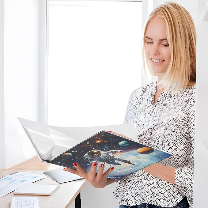 3 Ring Binder Astronaut Space Planet 1.5" Round Ring Binders View Binder with 200 Sheet for Kids School Supplies Women Men Office, 1 Pack