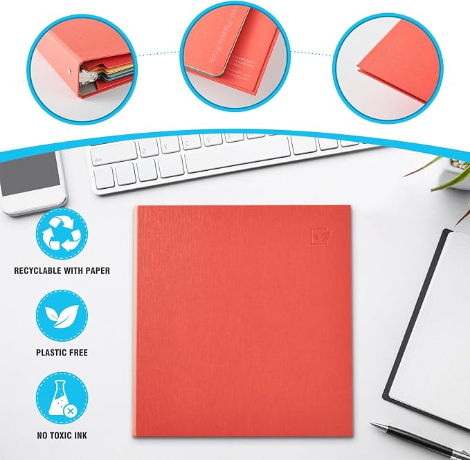 1 Inch 3 Ring Binder with Dividers with Pockets, Plastic-Free Binder Organizer Students School Office Supplies