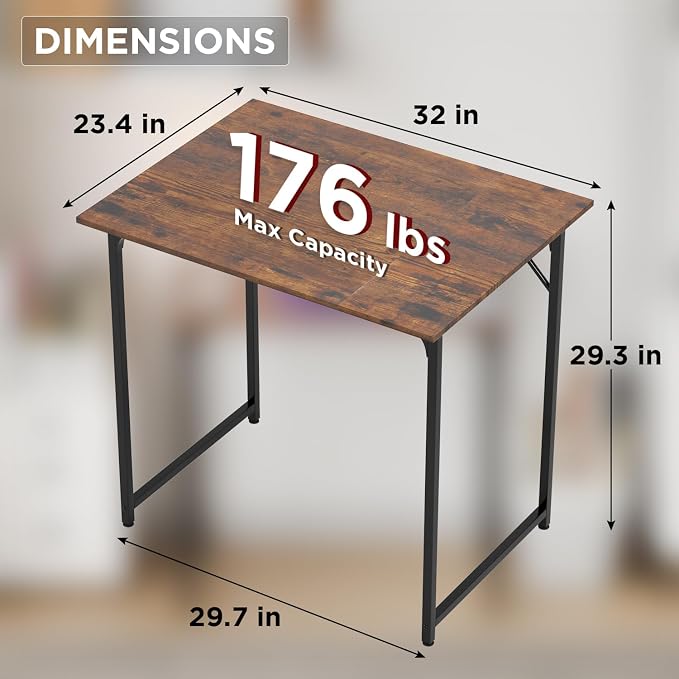 FDW 32 inches Office Small Computer Desk/Home Office Desk/Study Student Writing Desk/Modern Simple Style Desk,Brown